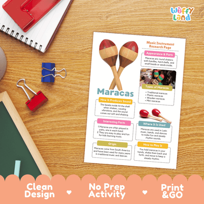 Maracas Music Research Page Worksheets and Fact Sheet