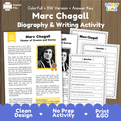 Marc Chagall Biography Reading Passage and Writing Activity Worksheets