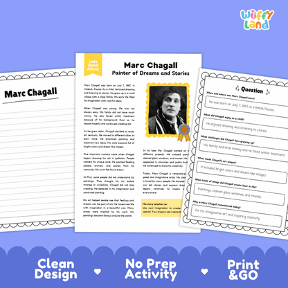 Marc Chagall Biography Reading Passage and Writing Activity Worksheets