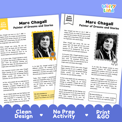 Marc Chagall Biography Reading Passage and Writing Activity Worksheets