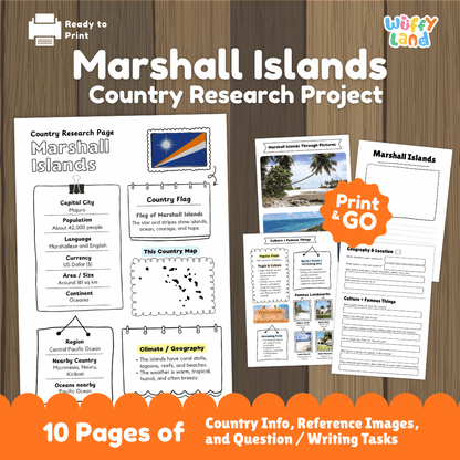 Marshall Islands Country Research Project Worksheets and Activity Pages