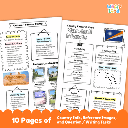 Marshall Islands Country Research Project Worksheets and Activity Pages