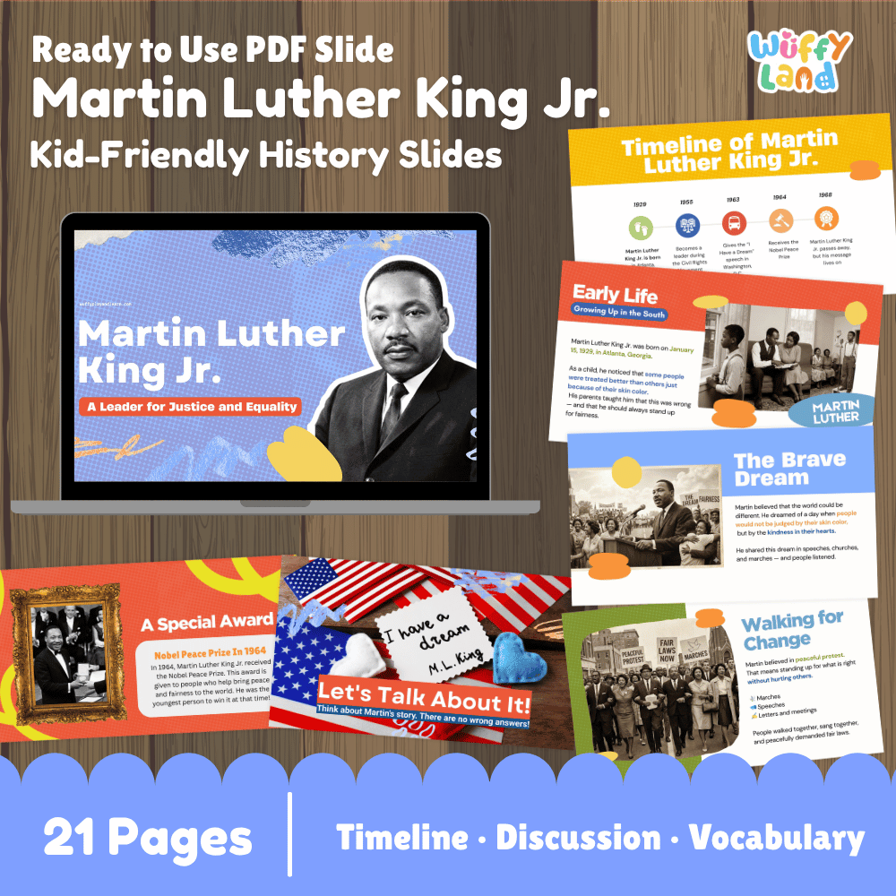 Martin Luther King Jr. Kid-Friendly History Presentation PDF Slides