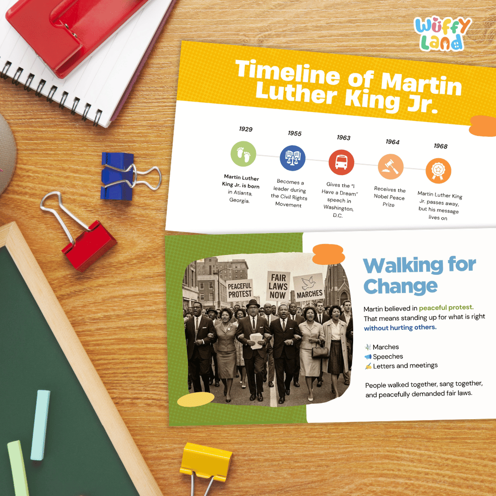 Martin Luther King Jr. Kid-Friendly History Presentation PDF Slides