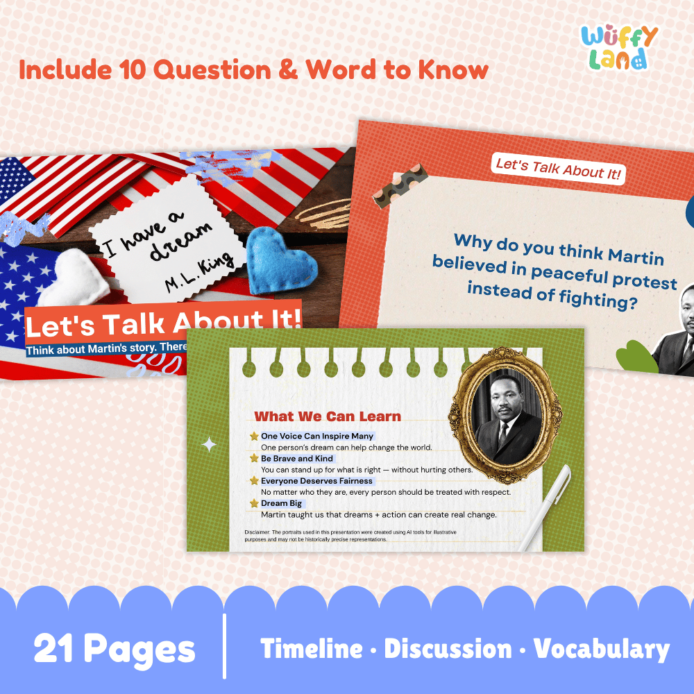 Martin Luther King Jr. Kid-Friendly History Presentation PDF Slides