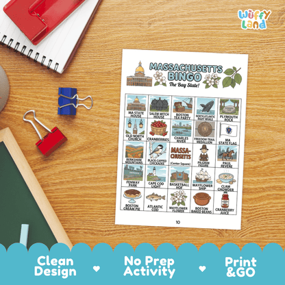 Massachusetts Geography BINGO Game The Bay State Activity Printable Boards