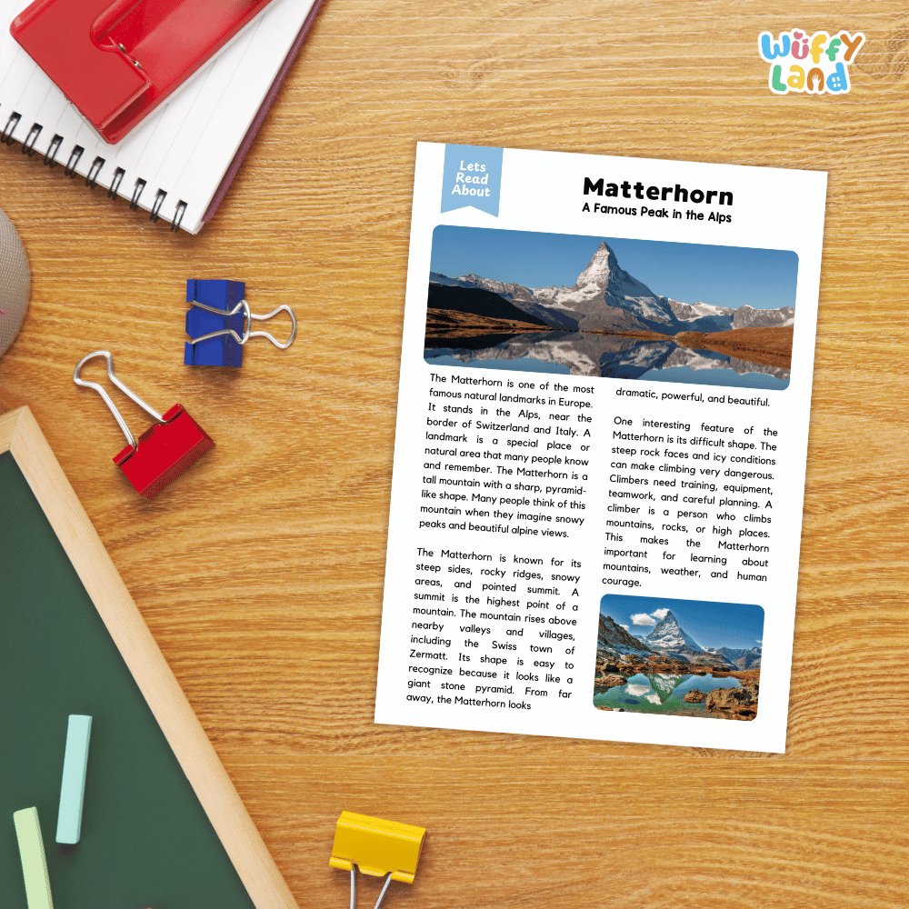 Matterhorn Landmark Reading Passages and Comprehension Worksheets