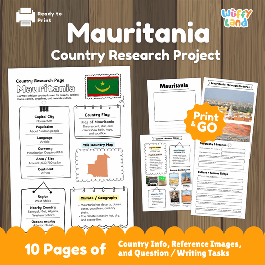 Mauritania Country Research Project Printable Worksheets and Activities