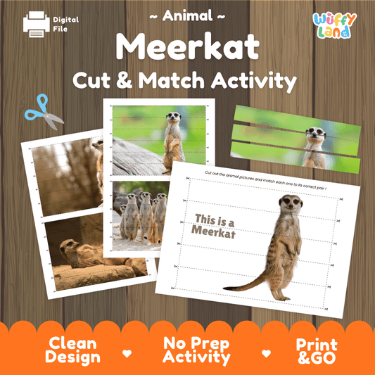 Meerkat Cut and Match Activity Worksheets | Animal Puzzle Printables