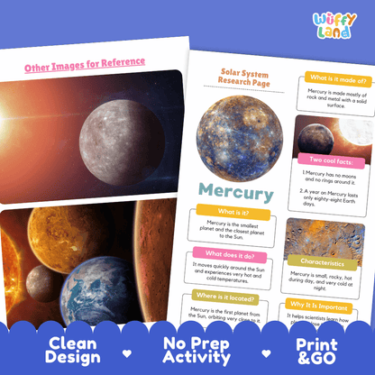 Mercury Solar System Research Project Worksheets and Fact Sheet