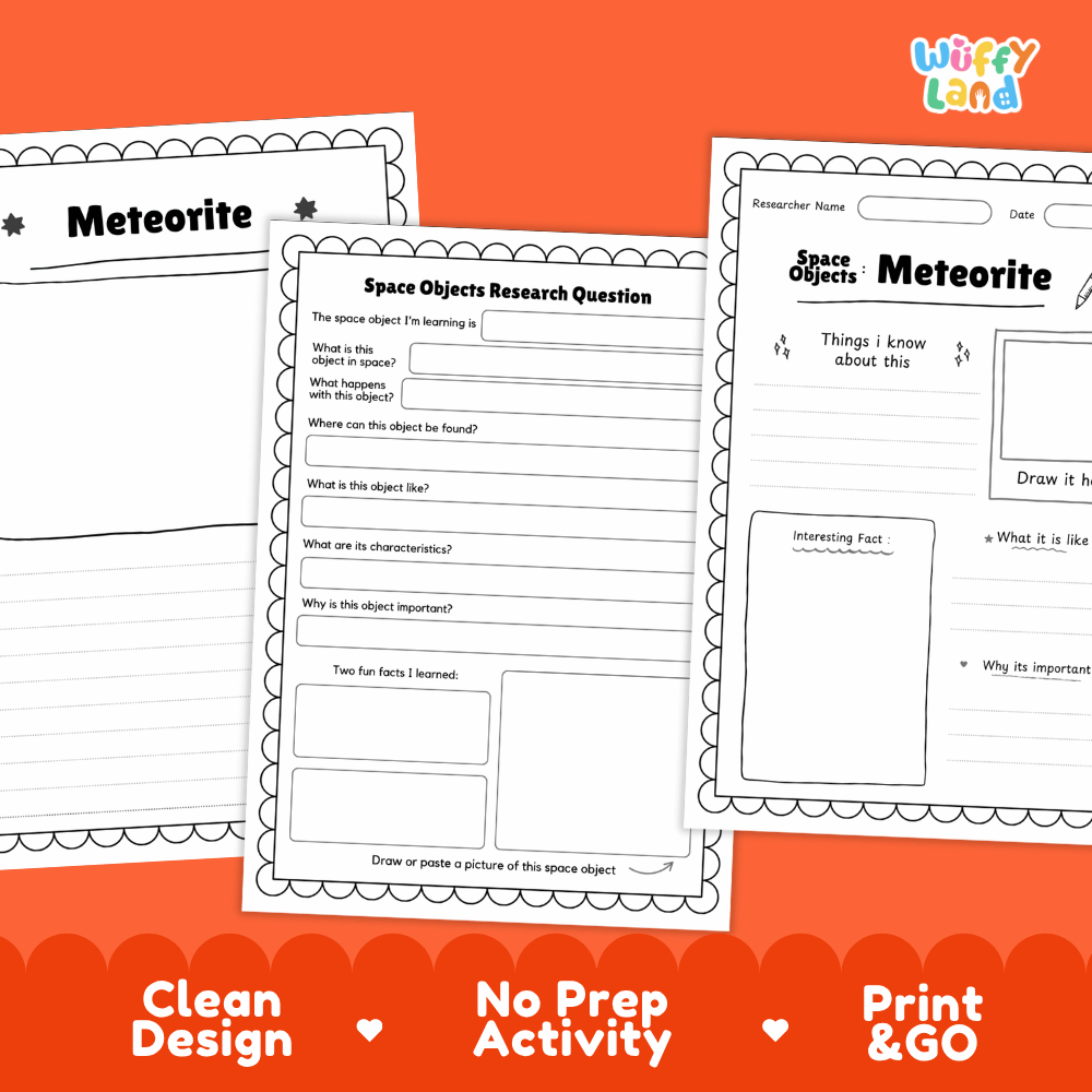 Meteorite Solar System Research Project Worksheets and Fact Sheet