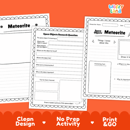 Meteorite Solar System Research Project Worksheets and Fact Sheet