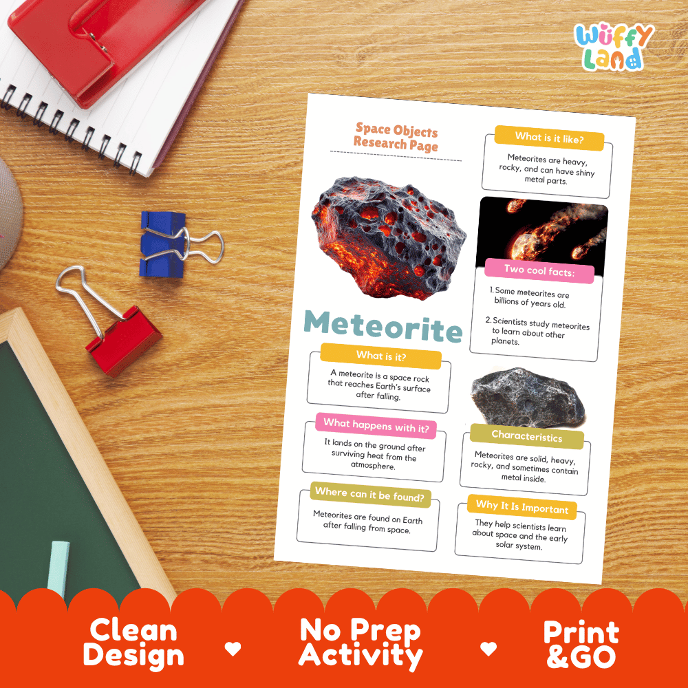Meteorite Solar System Research Project Worksheets and Fact Sheet