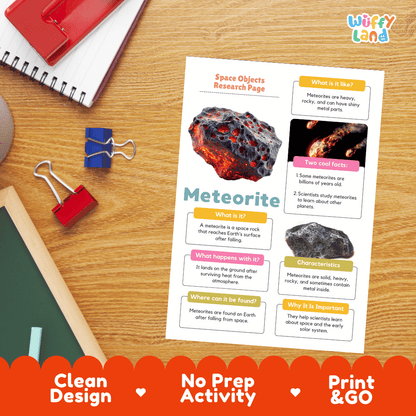 Meteorite Solar System Research Project Worksheets and Fact Sheet