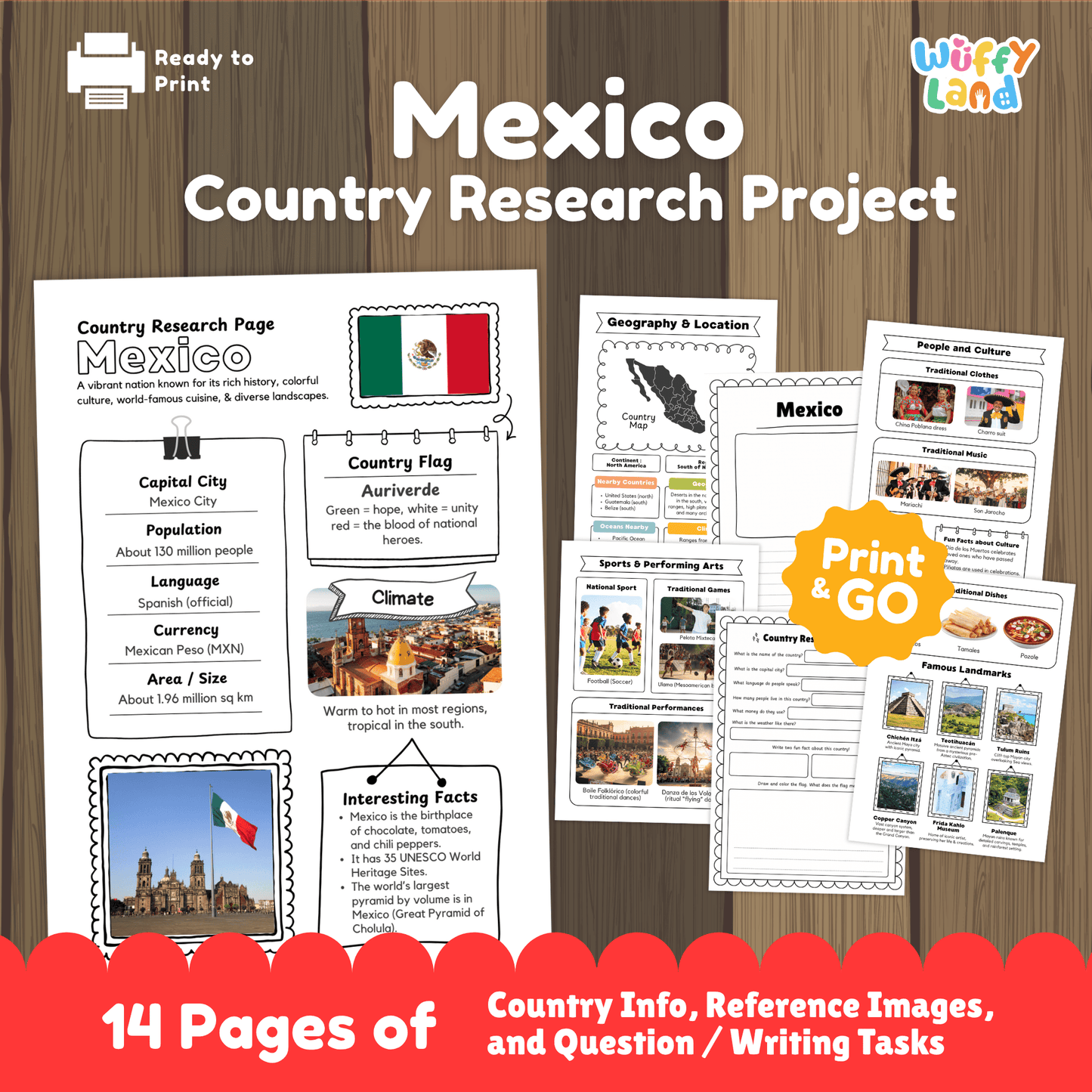 MEXICO Country Research Project | Printable Geography Worksheets Social Studies