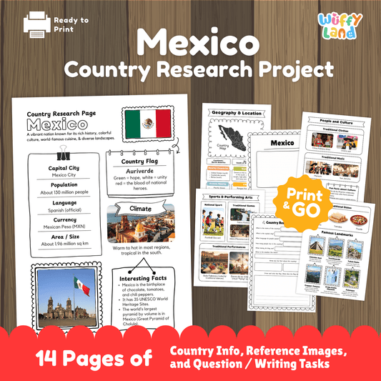 MEXICO Country Research Project | Printable Geography Worksheets Social Studies