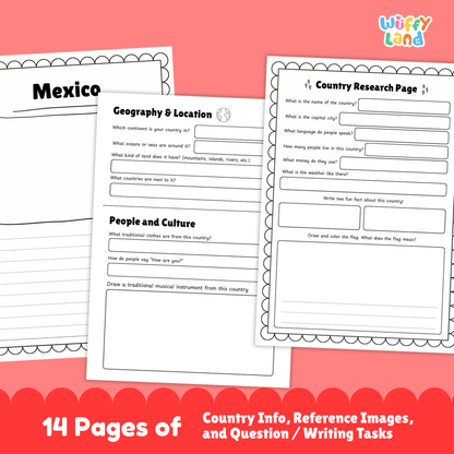 MEXICO Country Research Project | Printable Geography Worksheets Social Studies