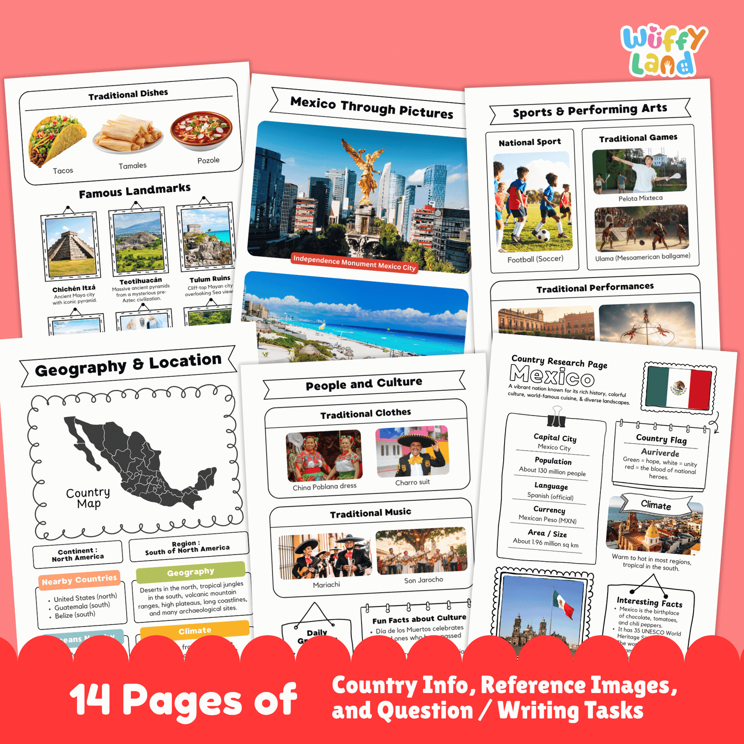 MEXICO Country Research Project | Printable Geography Worksheets Social Studies