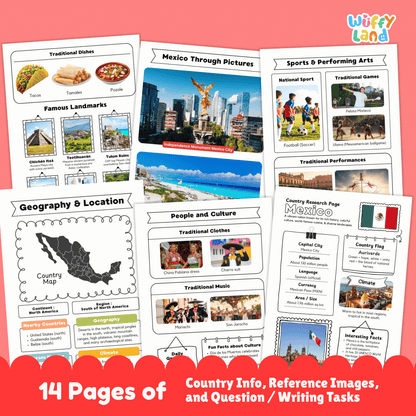 MEXICO Country Research Project | Printable Geography Worksheets Social Studies