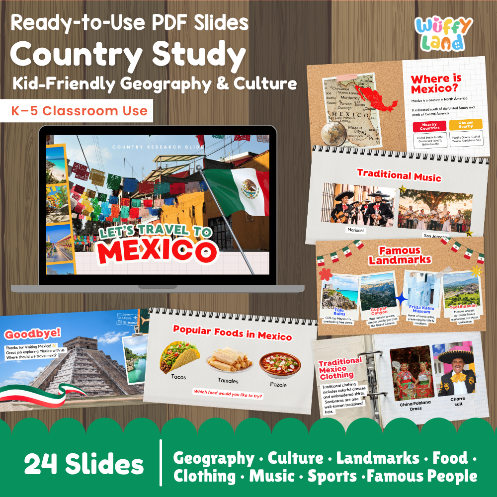 Mexico Country Study Kid Friendly Geography & Culture PDF Slides
