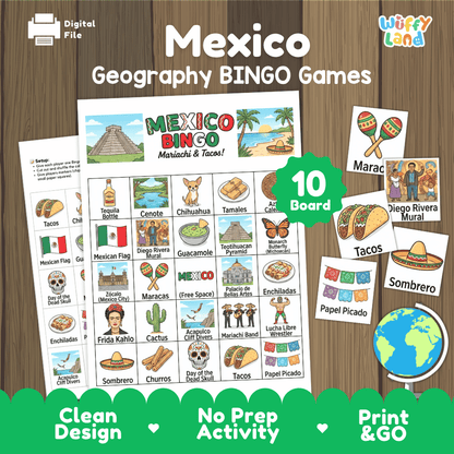 Mexico Geography BINGO Games Printable Activity Boards
