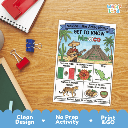 Mexico Geography Coloring Poster and Activity Worksheet