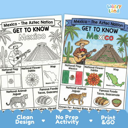 Mexico Geography Coloring Poster and Activity Worksheet