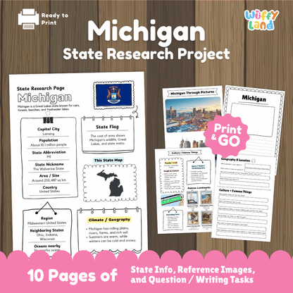Michigan State Research Project Worksheets and Activity Pages