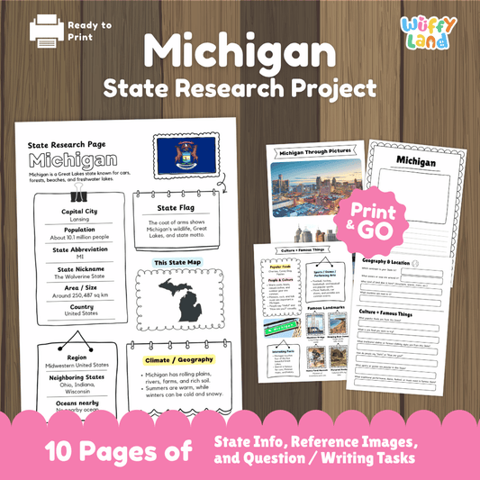 Michigan State Research Project Worksheets and Activity Pages
