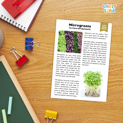 Microgreen Plant Reading Passages Worksheets and Comprehension Activity