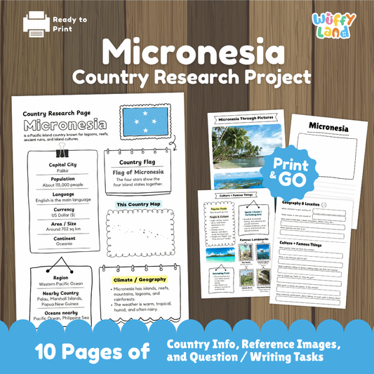 Micronesia Country Research Project Worksheets and Activity Pages