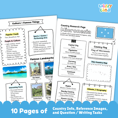 Micronesia Country Research Project Worksheets and Activity Pages