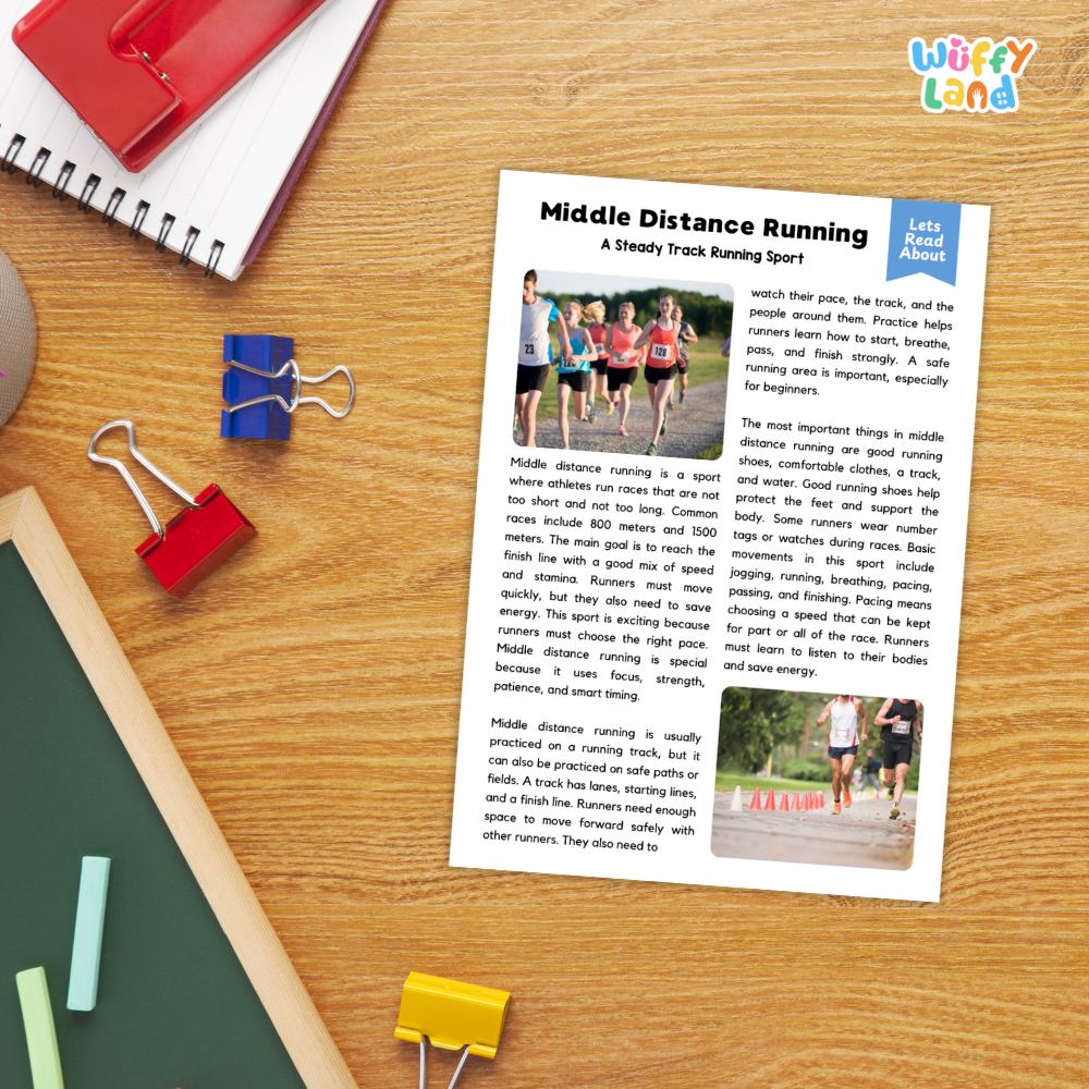 Middle Distance Running Sports Reading Passages and Comprehension Questions Worksheets