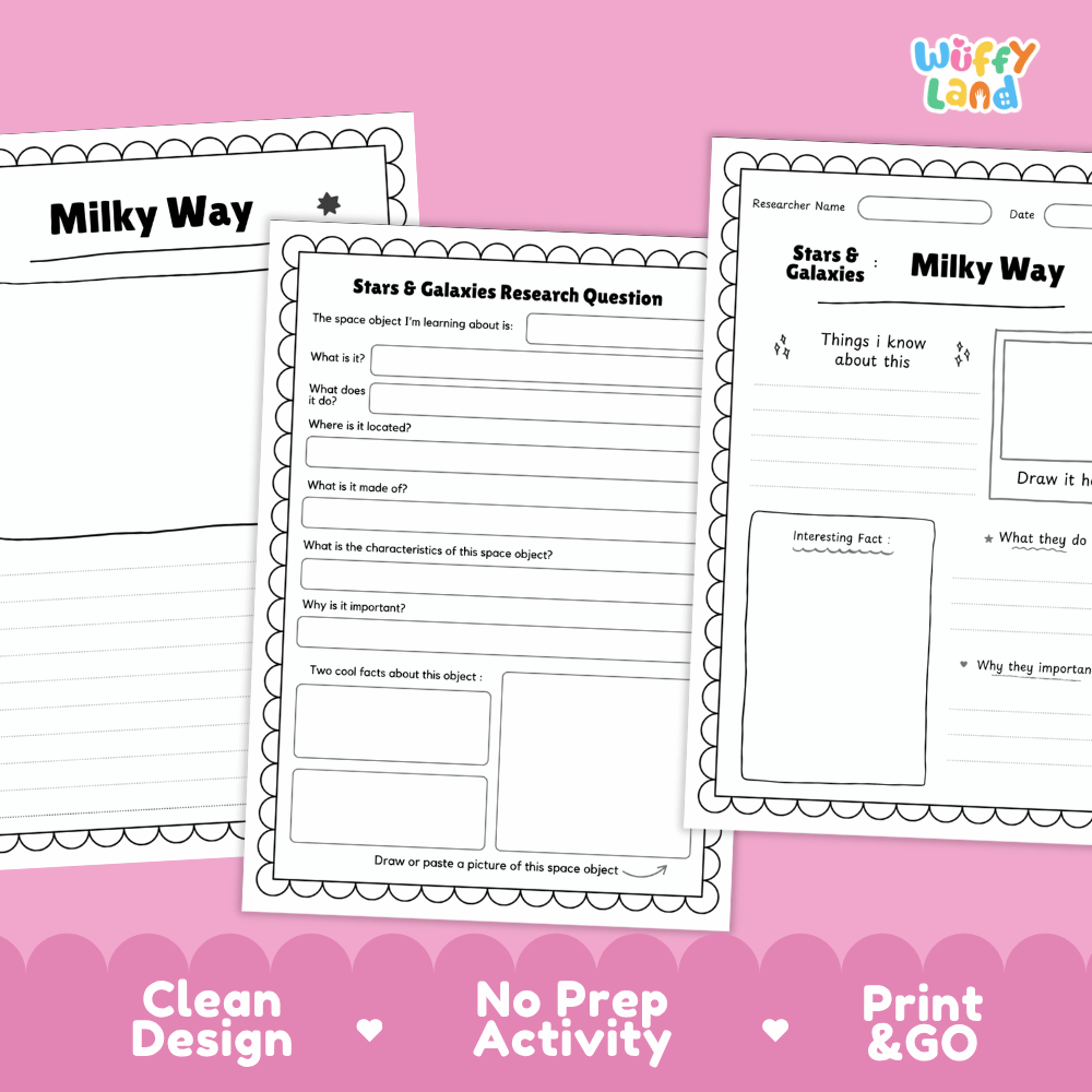 Milky Way Solar System Research Project Worksheets and Fact Sheet