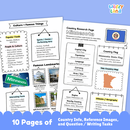 Minnesota State Research Project Worksheets and Activity Pages