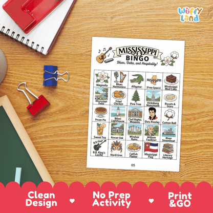 Mississippi Geography BINGO Game Magnolia State Activity Printable Boards