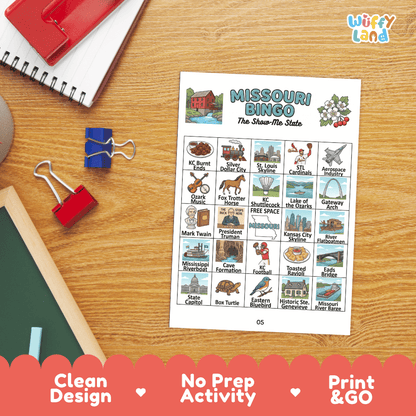 Missouri Geography BINGO Game Show-Me State Activity Printable Boards