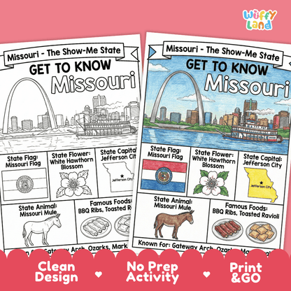 Missouri Geography Coloring Poster Worksheets