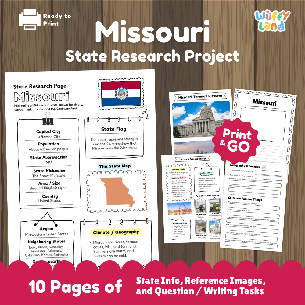 Missouri State Research Project Worksheets and Activity Pages