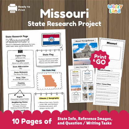 Missouri State Research Project Worksheets and Activity Pages
