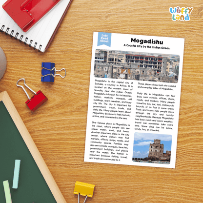 Mogadishu Landmark Reading Passages and Comprehension Worksheets