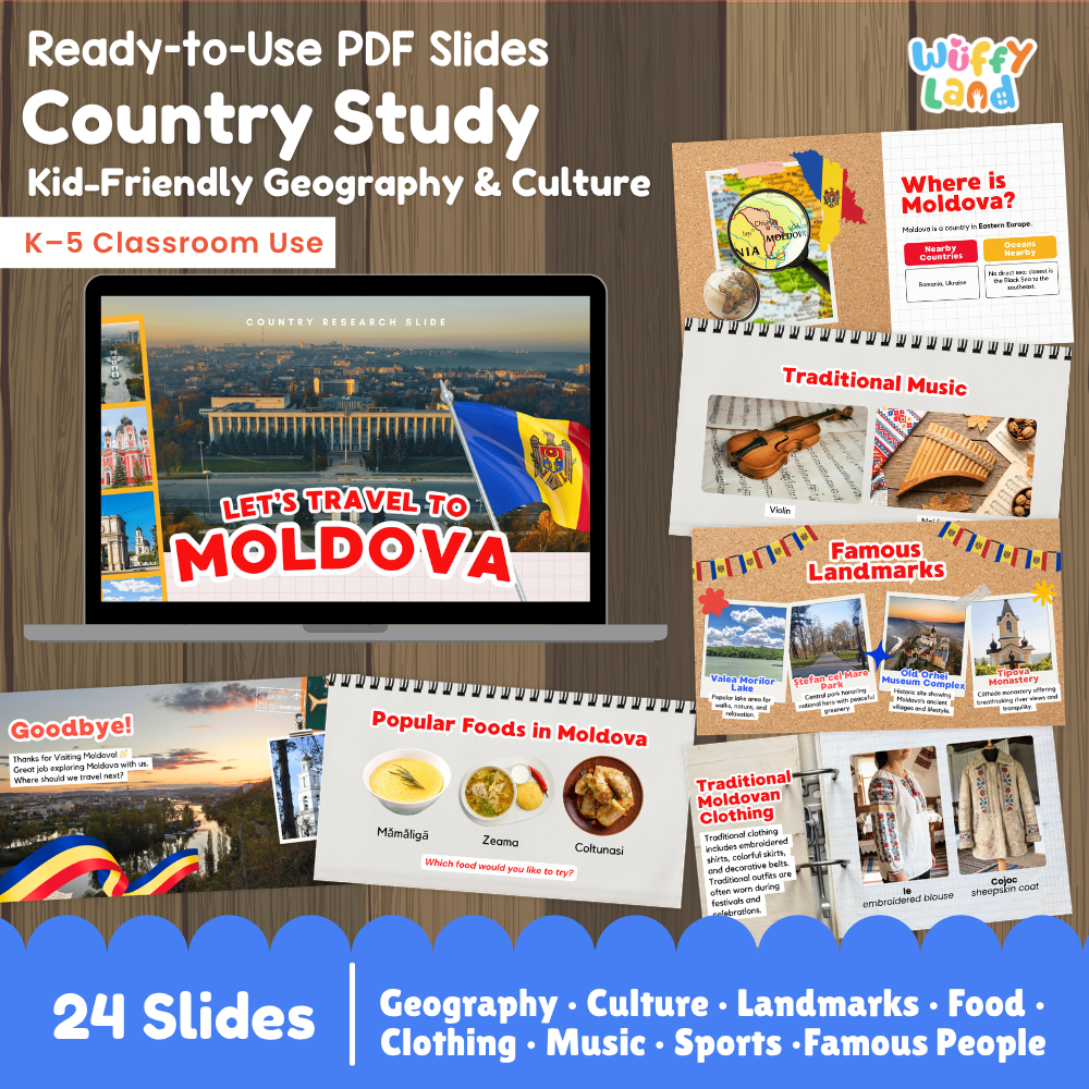 Moldova Country Study Kid Friendly Geography & Culture PDF Slides