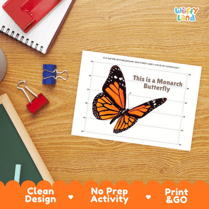Monarch Butterfly Cut and Match Activity Printables Worksheets