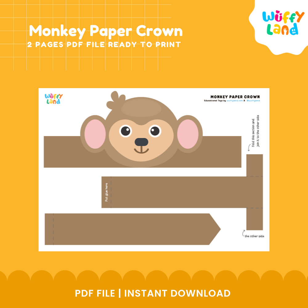 Monkey Paper Crown Craft Printable Activity Worksheets