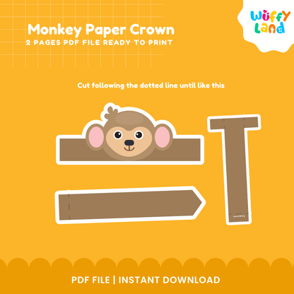 Monkey Paper Crown Craft Printable Activity Worksheets