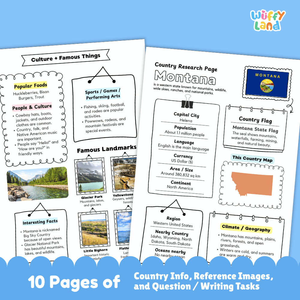 Montana State Research Project Worksheets and Activity Pages