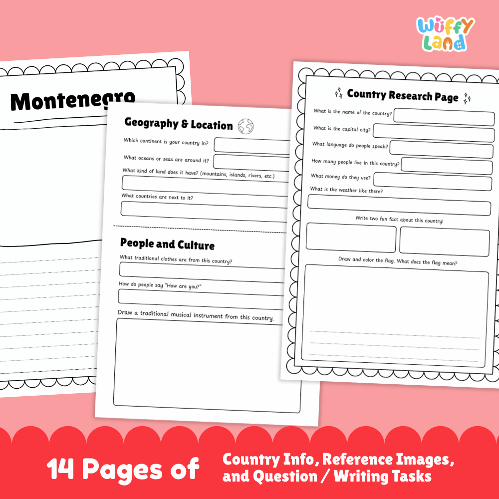 Montenegro Country Research Project | Geography Worksheets and Writing Tasks