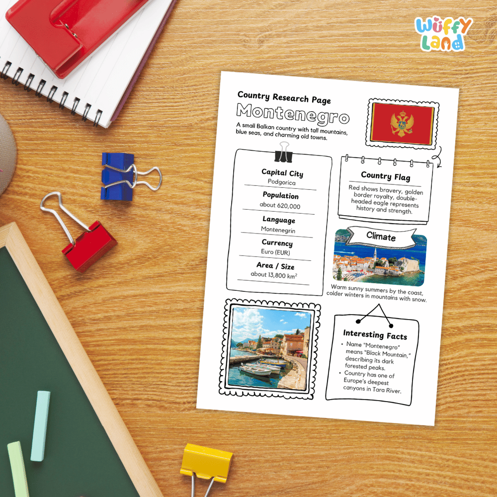 Montenegro Country Research Project | Geography Worksheets and Writing Tasks