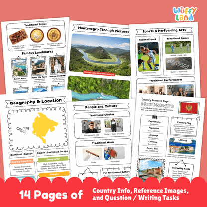 Montenegro Country Research Project | Geography Worksheets and Writing Tasks