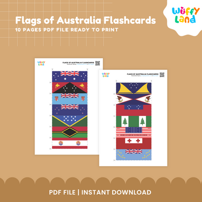 Montessori geography printable with Oceania flags using continent color borders for country recognition and geography activities